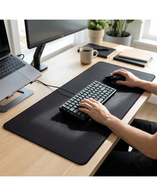Kvxa Extended Fabric Desk Mat 900 x 400 mm Black - Lifestyle view