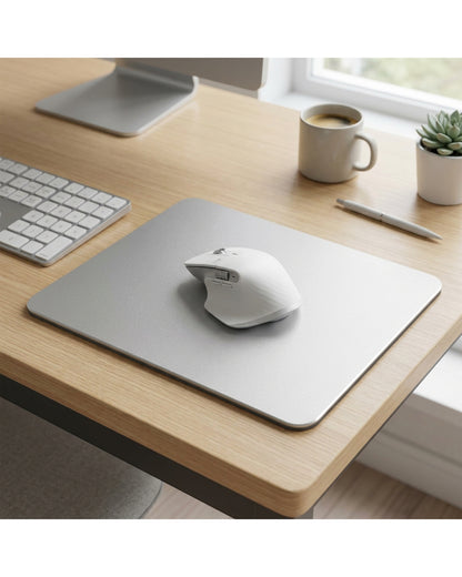 Kvxa Aluminium Hard Mouse Pad 300 x 240 mm Silver - Lifestyle view