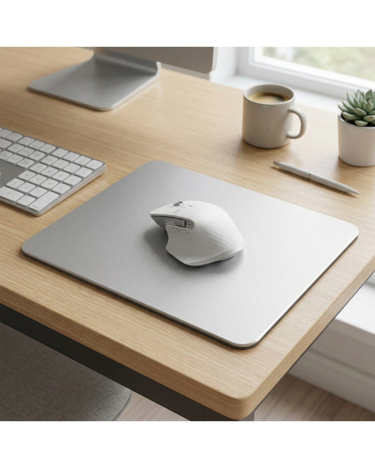 Kvxa Aluminium Hard Mouse Pad 300 x 240 mm Silver - Lifestyle view