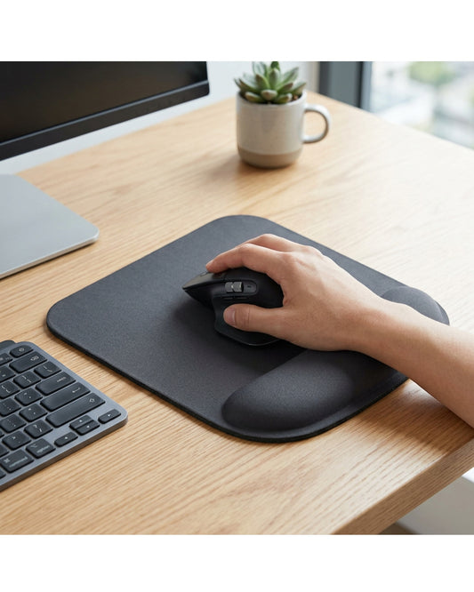 Kvxa Gel Wrist Rest Mouse Pad 250 x 210 mm Charcoal - Lifestyle view